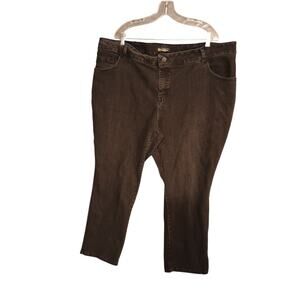 Lee Plus‎ Petite Relaxed Fit Straight Leg High Rise Jeans Black Women's Size 26W